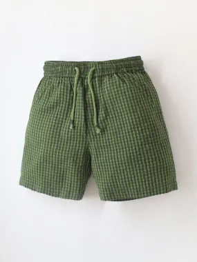 Smart Casual Cotton Olive Knee Length Elasticated & Drawstring with Pockets Shorts For Boys