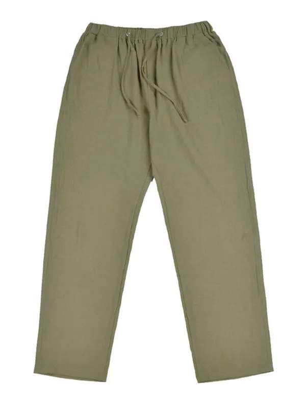 Stay Comfortable and Stylish with Men's Solid Color Linen Blend Drawstring Pants