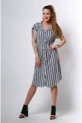 Striped Shirt Dress No Sleeve