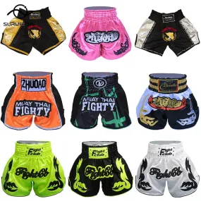 Thai Boxing Shorts Muay Thai Fightwear Men Women Boy Girl Kids Muaythai Grappling Kickboxing Match Training Uniform MMA Boxer Pants