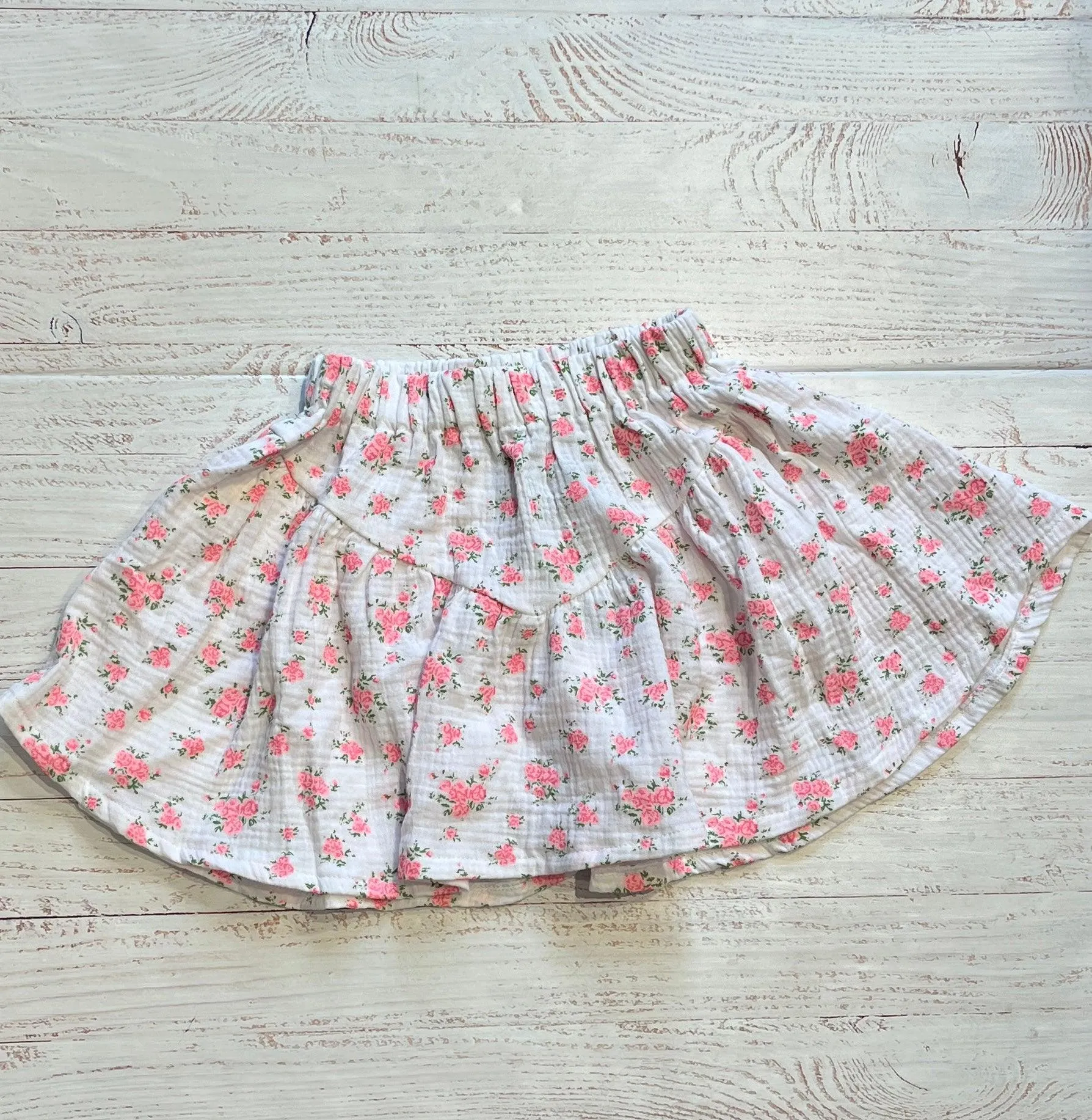 Tween Bottoms | Skirt : Neon Pink Floral- White | Flowers by Zoe