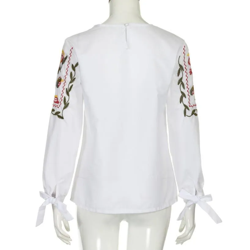 White Floral Casual Top