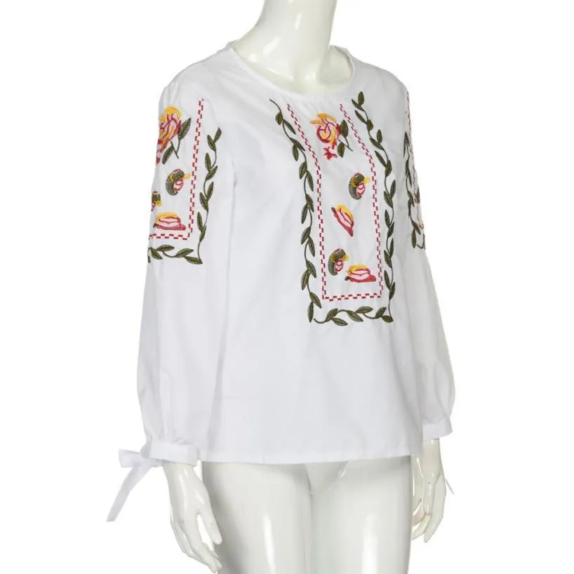 White Floral Casual Top