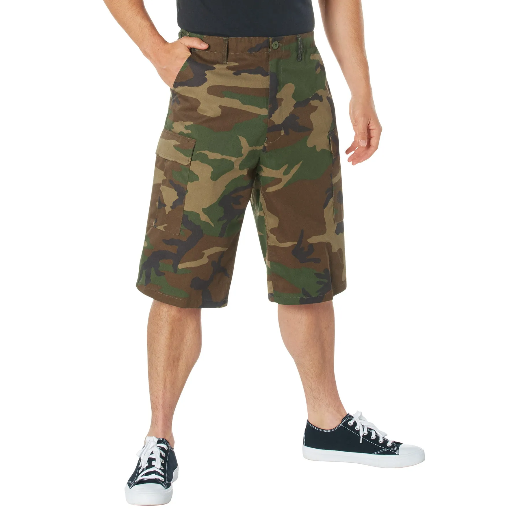 X-Long Fatigue Shorts- Woodland Camouflage