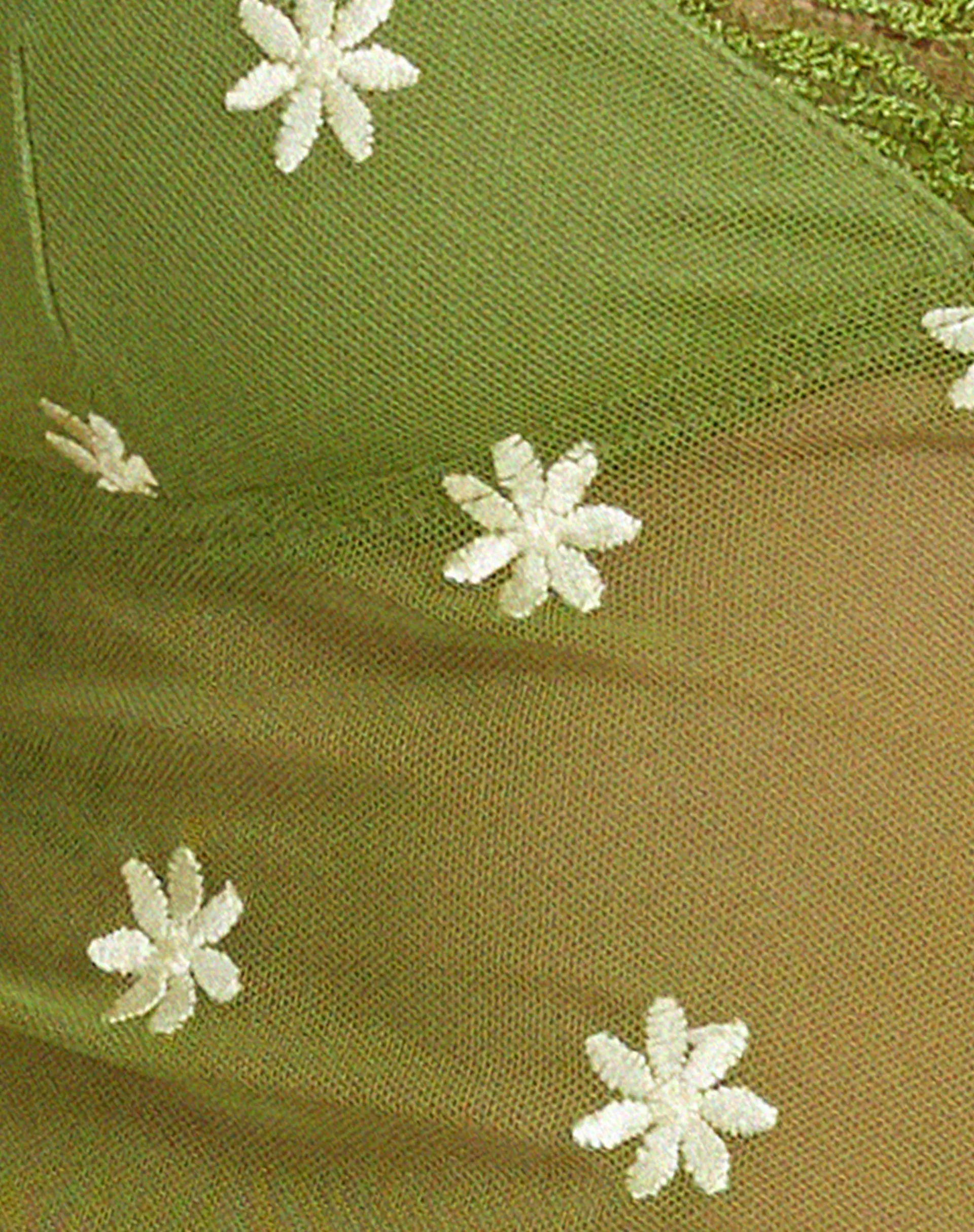 Yenika Cami Top in Moss Green Custard Daisy Embro